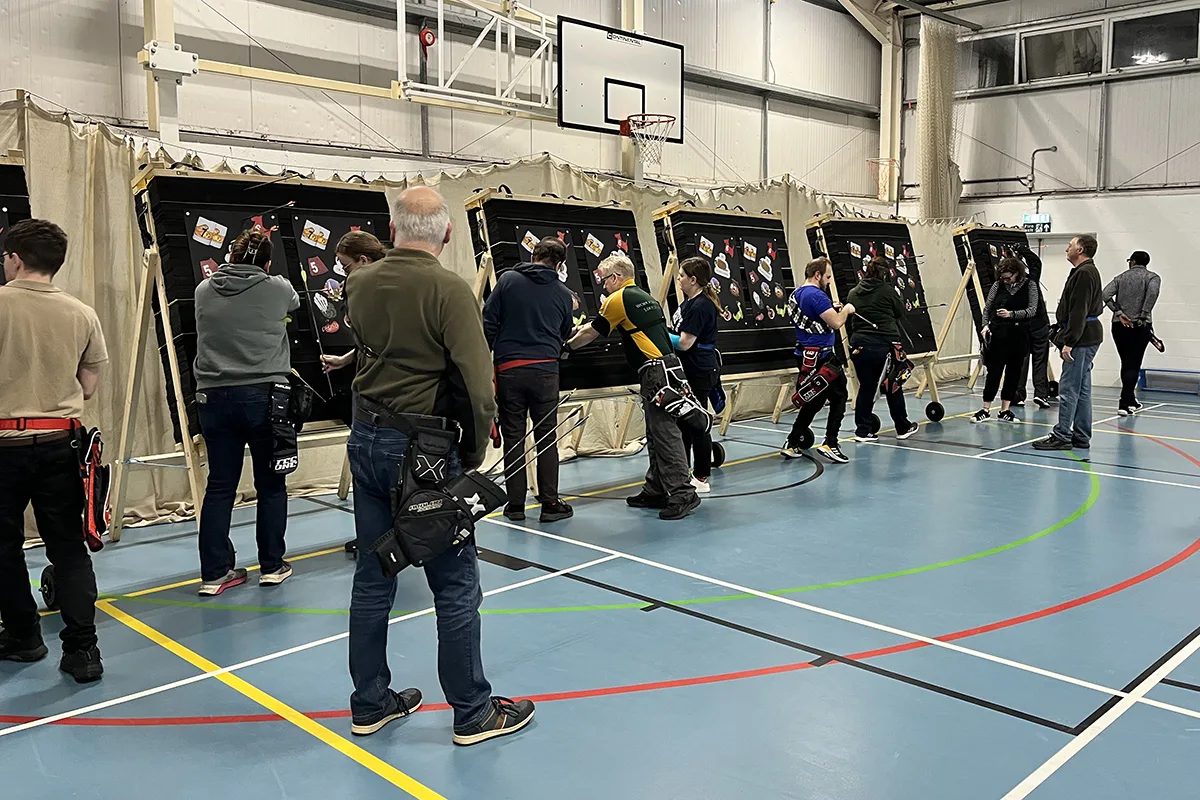 A picture of archers at Worcester Bowmen checking their shooting